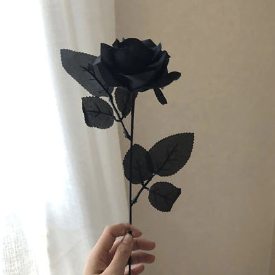 Rayua ดอกกุหลาบสีดำแบบกอธิคดอกไม้ปลอมดอกไม้ประดิษฐ์ดอกกุหลาบวาเลนไทน์