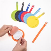 【cw】 Fashion Color Leather Round Luggage Tag Accessories Name ID Address Label 【hot】