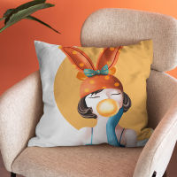 Short Plush Throw Pillow Cover Girl Blowing Bubbles Soft Decorative Square Cushion Case For Sofa Bedroom Car Home Pillowcase