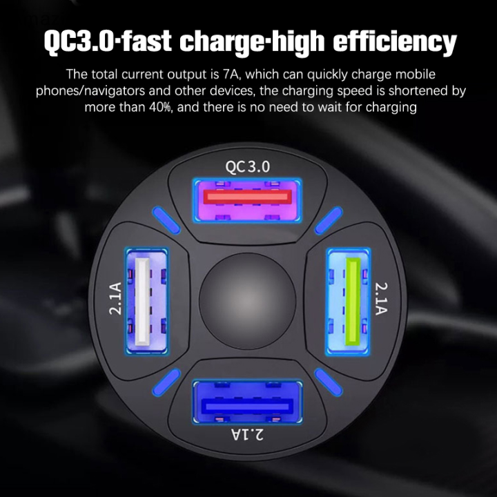 อุปกรณ์ชาร์จโทรศัพท์ในรถยนต์รถยนต์โดยตรงที่ชาร์จเร็ว4usb-ที่ชาร์จแบตในรถ5v-12v-ใช้ได้กับผลิตภัณฑ์ดิจิทัล-qc3-0คุณภาพสูง-boxe