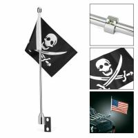 Motorcycle Luggage Rack Mount Flag Pole Chrome Mast Pirate US UK Flags for Indian Chief Dark Horse Classic Vintage