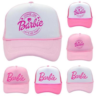 Pink Trucker Hat Polyester Outdoor Baseball Sun Cap Colorful Pink White Girls Baseball Caps Adjustable Women Hats Girls Accessories vividly