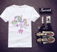 เสื้อยืดสกรีน Unicorn ใส่สบายๆ ไม่ยืด ไม่ย้วย สีสันสดใส