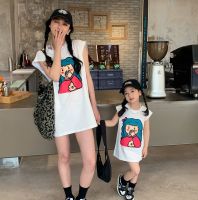 【YF】 Fashion Mommy and Daughter Matching Clothes Baby Girls Cotton Long T Shirt Tops Mom Kids Dresses Tees
