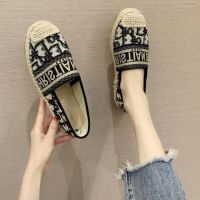 COD DSFEDTGETEER Embroidered fisherman shoes women s flat-soled single shoes summer new casual woven loafers pedal lazy shoes