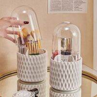 【jw】▪☎  360° Rotating Luxury Makeup Storage Desktop Organizer Brushes Holder With Lid