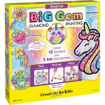 Gem Diamond Painting Art Kits for Kids Cute Stickers with Keychain