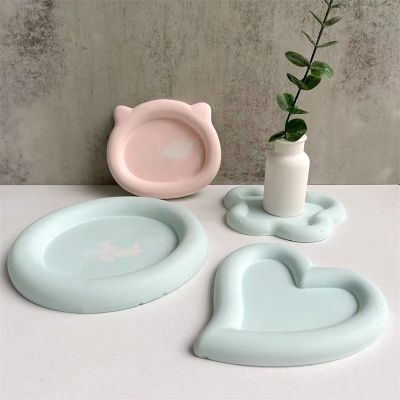 Plaster Plate Terrazzo Concrete Tray Mold Jewelry Display Plates Round Heart Flower