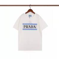 Prada เสื้อยืดแบบหลวมแขนสั้นสำหรับผู้ชายและผู้หญิง,เสื้อยาวปิดถึงก้นลำลองแขนสั้นพิมพ์ลายตัวอักษรโฟม