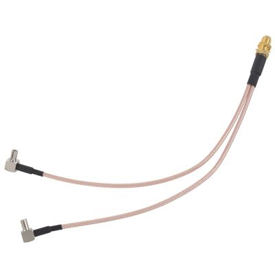 8 inch SMA Female to Y type 2 X TS9 Angle Male Connector Splitter Combiner Cable,gold&amp;silver