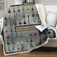 2023 Colorful Guitar Design 3D Printed Plush Throw Blankets for Bed Sofa Couch Quilt Cover Office Bedspread Nap Blanket Home textiles