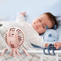 Summer Night Light Fan for Stroller Portable Handheld Fan Baby Bed Fan USB Rechargeable Battery Operated Fan Baby Accessories Mini Hand Held Fans