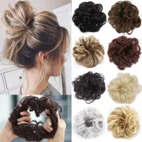 TRADER หยิก ชิ้นผมปลอม ยุ่งๆ หางม้า scrunchie Updo มวยผมยืดหยุ่น วิกผม มวย