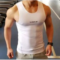 Summer Mens Sports Tight Vest Stretch Sleeveless T-shirt Training Fitness Basketball Bottoming Shirt Quick-Drying Trendy pxt5