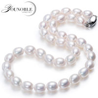 สร้อยคอมุกน้ำจืดธรรมชาติสำหรับผู้หญิง,งานแต่งงานสีขาว Strand สร้อยคอ Pearl Collar Anniversary Gift