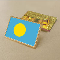 Palau flag pin 2.5*1.5cm zinc die-cast PVC colour coated gold rectangular medallion badge without added resin