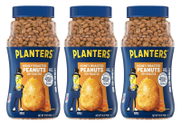 PLANTERS  ถั่วลิสงอบ เคลือบน้ำผึ้งและเกลือทะเล แพลนเตอร์ ดราย ฮันนี่ โรสเต็ด พีนัทส์ ผลิตในสหรัฐอเมริกา ชุดละ 3  ขวด ขวดละ 453 กรัม / PLANTERS Dry Honey Roasted Peanut with Honey Coating and Sea Salt - Made in U.S.A - Set of 3 Pieces - 3 x 453 G.