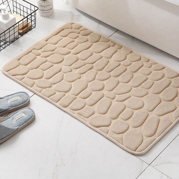 home-bath-mat-cobblestone-embossed-bathroom-carpet-water-absorption-non-slip-memory-foam-absorbent-washable-rug-toilet-floor-mat