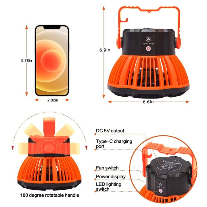 พัดลมตั้งโต๊ะ-สาระพัดประโยชน์-3in1รุ่นx-10-ชาร์จไฟtype-c-รีโมทcontrol-พัดลม-โคมไฟ-เป็นpower-bankในตัว-อุปกรณ์camping-ไฟสำรอง-แบตฉุกเฉิน-ทนทาน-งดเลือกสี