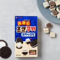 lotte abc choco cookie&amp;cream คุ๊กกี้แอนด์ครีม ขนมเกาหลี 43g ABC 초코쿠키 쿠키앤크림