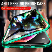 Anti-Peeping 360แม่เหล็กเต็มรูปแบบเคสโทรศัพท์โลหะสำหรับ iPhone 12Pro สูงสุด12 Mini 11 Pro Max XR XS Max X 7 8 6 6S Plus SE 2020แผ่นหน้าป้องกันความเป็นส่วนตัวกระจกเทมเปอร์กรณี