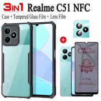 เคสโทรศัพท์กันกระแทกสำหรับ Realme C51 C53 C55 C30S C33 C35 C21Y C25Y C11 C12ป้องกันการสอดแนมชนิดเคลือบเพื่อความอ่อนโยนกระจกฟิล์มกระจก iPhone X พร้อม Privacy ด้านและฟิล์มเลนส์