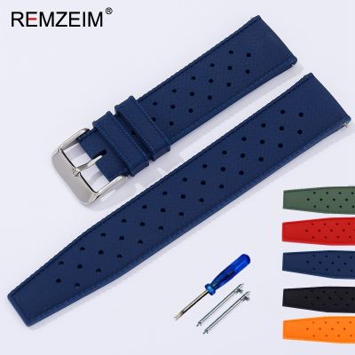Silicone Watchbands 18mm 20mm 22mm Men Band Sport Breathable Release Rubber Straps