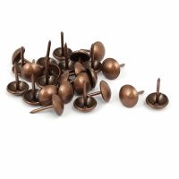 ⊙۞ 11mm Head Dia 17mm Height Upholstery Nail Thumb Tacks Push Pin Copper Tone 25pcs