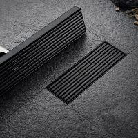 Matte Black Floor Drain 304 Stainless Steel Stripe Rectangle Bathroom Shower Long Linear Drainage Side Floor Drains for Hotel Traps Drains