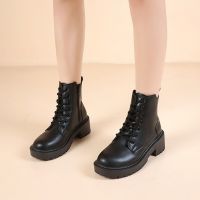 Womens Autumn Martin Boots 2023 Fashion Zipper Round Toe Cute Short Leather Boots Woman Casual Platform Goth Shoes Motorcycle