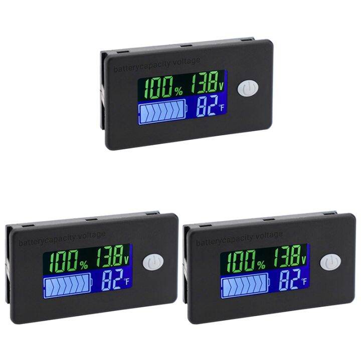 3X Battery Capacity Monitor,10-100V Battery Meter, 12V 24V 48V ...