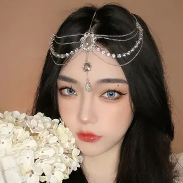 Crystal Bridal Head Chain Bride Headpiece Tassel Rhinestone