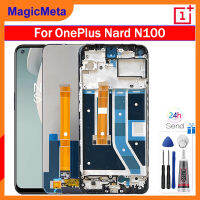 MagicMeta หน้าจอ LCD 6.52นิ้วของแท้สำหรับ BE2013 N100 OnePlus Nord BE2015 BE2011 BE2012จอแสดงผล LCD แบบสัมผัสหน้าจอประกอบกับหน้าจอ LCD อะไหล่กรอบกลางสำหรับ OnePlus Nord N100จอภาพ