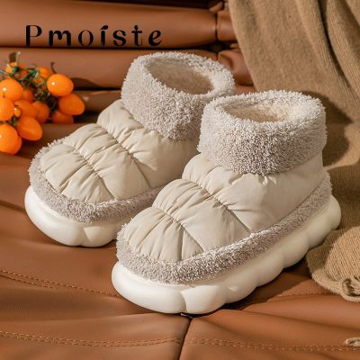 ขายดีที่สุด ioztt2023 - /▥ Slippers Fashion Platform Shoes with Fur Gingham Couples Indoor Soft Warm Female