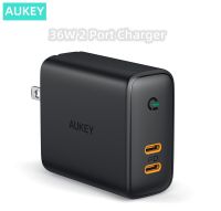 AUKEY PA-D2 EU ปลั๊กชาร์จ36W 2 Type-C พอร์ตชาร์จเร็วสำหรับโทรศัพท์ Macbook