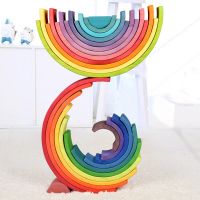 [COD] childrens rainbow building blocks assembled stacked high early education educational toys kindergarten teaching aids wholesale