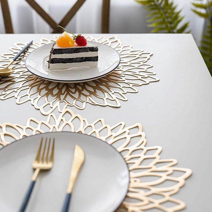 64ชิ้น-placemats-กลมร้านอาหารกลวงพีวีซีตกแต่งอาหารเสื่อป้องกันความร้อนโต๊ะรับประทานอาหารสายเสื่อสเต็กแผ่นแผ่นดอกไม้
