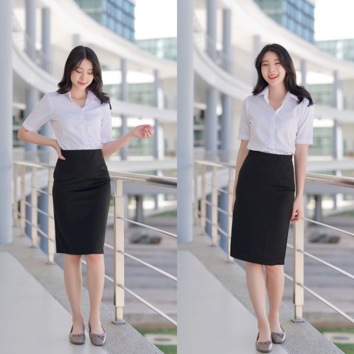 cod-dsfgretgrytwe-กระโปรงทรงเอ-ยาว22-24-26-ผ่าหลังทับ-สีดำ-ใส่เรียน-ใส่ทำงาน-กระโปรงนักศึกษา