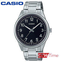 Casio Standard นาฬิกาข้อมือสุภาพบุรุษ สายสแตนเลส รุ่น MTP-V005D-1B4UDF  (สีเงิน / หน้าดำตัวเลข)