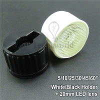 50Pcs 1W 3W 5W 20Mm Stripe Optical LED เลนส์สีขาวสีดำผู้ถือเลนส์มุม5 10 25 30 45 60องศาสำหรับหลอดไฟ LED DIY