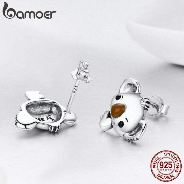 bamoer-จัดส่งฟรีของแท้100-925เงินสเตอร์ลิงสัตว์น่ารัก-koala-bear-ต่างหูเม็ดกลมมิถุนายนสำหรับผู้หญิงเครื่องประดับเงินแท้ของขวัญ-sce38183124