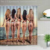 【CW】♧  Woman Shower Curtains Beach Landscape Printed With Hooks