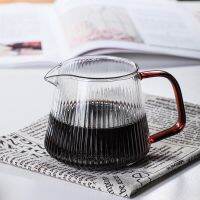 [hot]✘ﺴ  Striped Glass Kettle V-shaped Spout Practical Coffeeware About 350ml/500ml Reusable