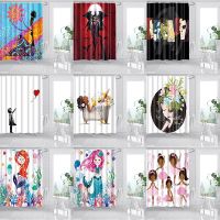 home decoration cortinas de bano para navidad cartoon pattern waterproof polyester fabric shower curtains for bathroom DW195