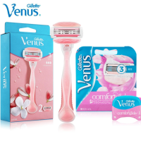 Original Women Razor Blades for Gillette Venus Razor Girl Body Hair Removal Shaver 3 Layers with Soap Replacement Shaving Blades ?พร้อมส่ง?มีดโกนหญิงดั้งเดิมสำหรับสาวร่างกายกำจัดขนมีดโกน