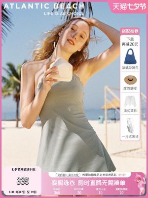 Atlanticbeach Sexy Small Sling One-Piece Swimsuit Female Hot Spring Vacation French Little Black Dress Swimsuit