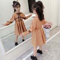 ชุดเดรสแขนยาว2022 New Girl S Lapel A-Line Dress ChildrenKorean Version Fashion Shirt Dress