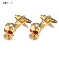 【CW】 Hot Sale Skull Cufflinks For Mens Lepton Crystal Eyes Skeleton Head Marvel Superhero Cufflink Relojes Gemelos Drop Shipping