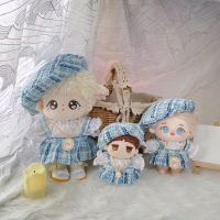 New Arrival 10/15/20cm No Attribute 4pc/set Doll Clothes Blue/ Pink Tweed Slip Dress Beret Dolls Outfit Doll 39;s Accessories Cos