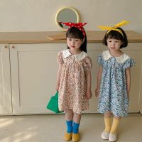 CUTE BABY?พร้อมส่ง?ชุดเด็กผู้หญิง ชุดเดรสสำหรับเด็กคอปกลายดอกไม้(308)